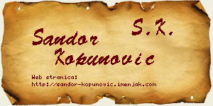 Šandor Kopunović vizit kartica